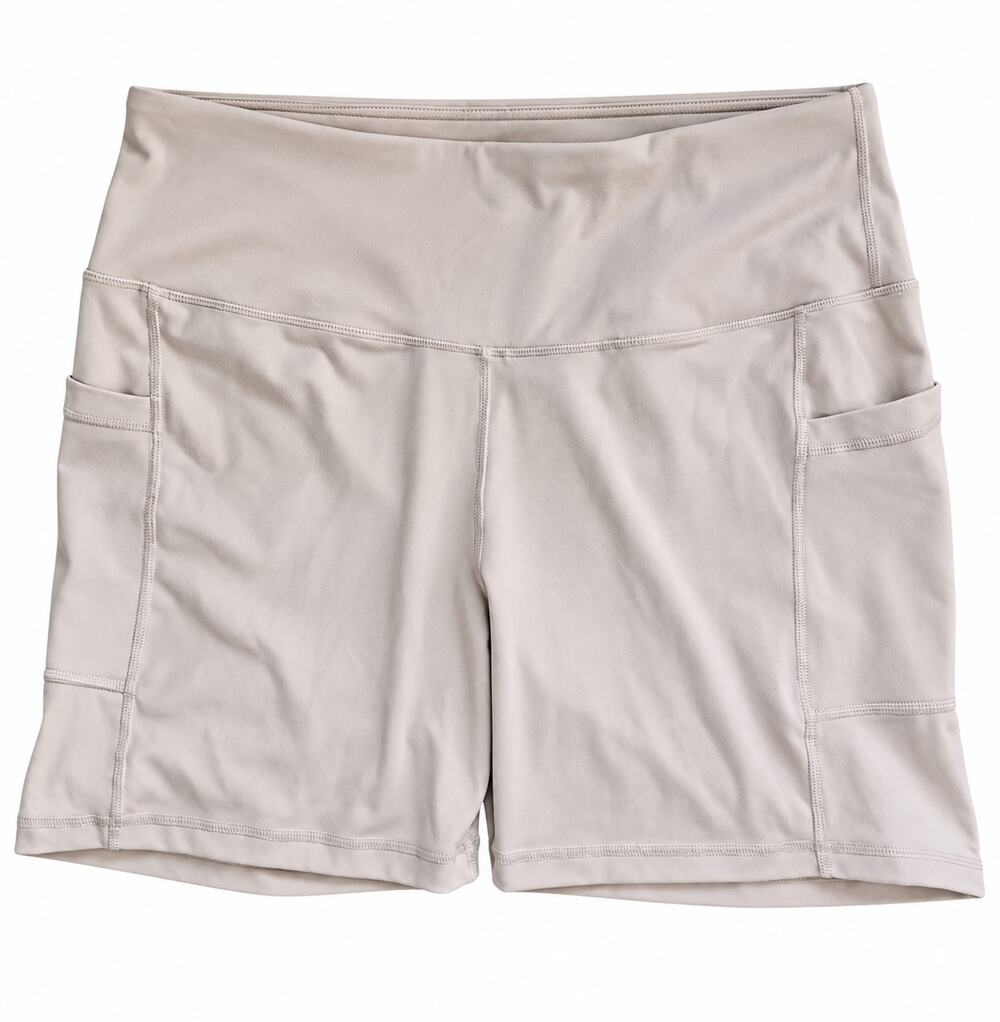 Women’s 2XL Tan High Waist Athletic Shorts Side Pockets Stretch Workout